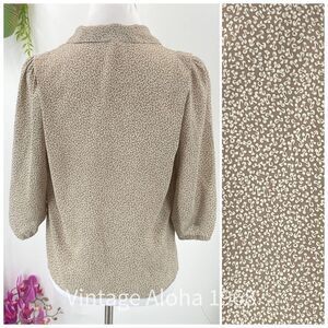 Vintage Liberty House Blouse 1980's Tan & White Floral